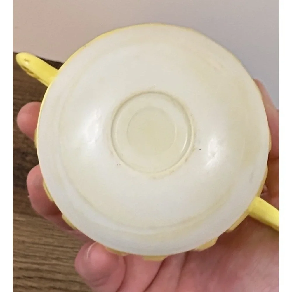 Vintage Yellow Weighted Duck Wobble Toddler Cup Handles & Lid Sanitoy 1971